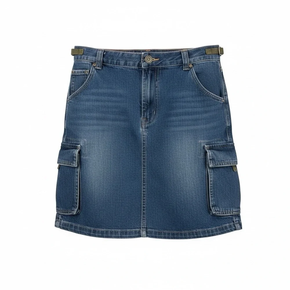 American Eagle - Mini Cargo Skirt Women’s Size 8 Blue Denim 100% Cotton